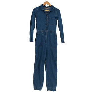 J Crew Point Sur Denim Coveralls Womens Small Boilersuit Work Utility Mechanic
